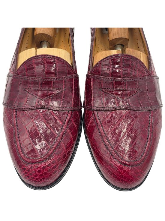 David Eden Other - Vintage Crocodile Burgundy David Eden Exotic Italy Loafers Mens 11 Dress Shoes